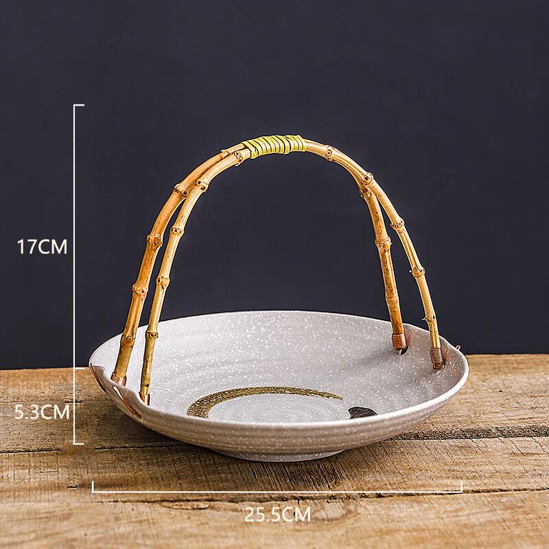 

Wuhe Ceramic Serving Plate with Bamboo Handle