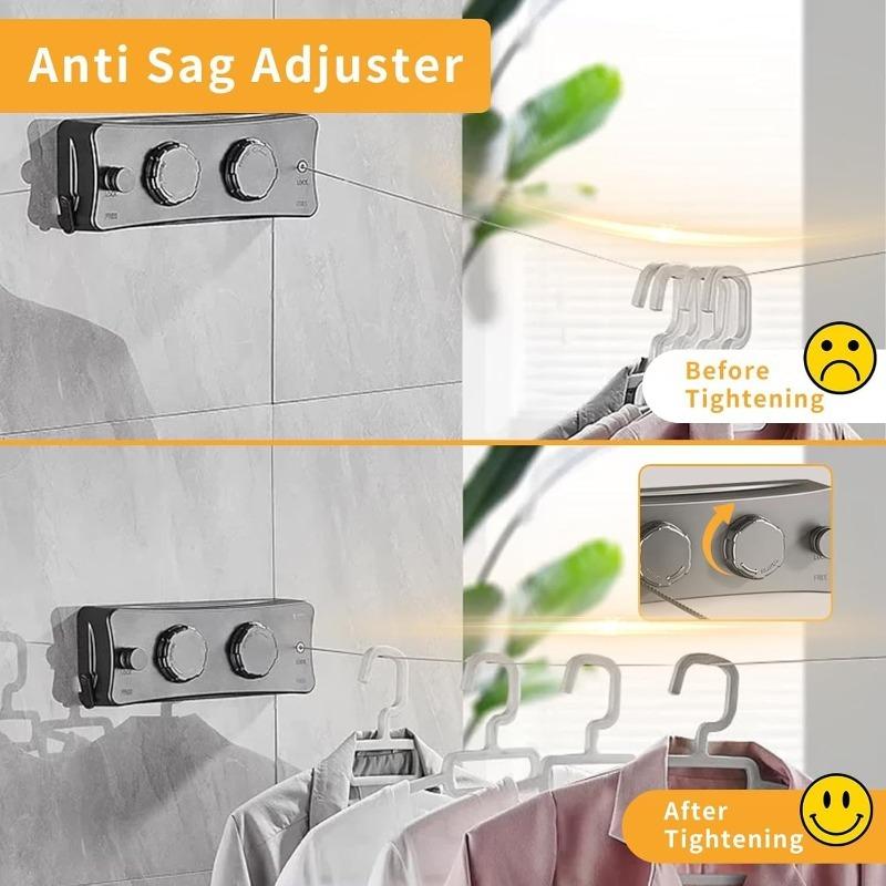New Retractable Clothesline Double Line Retractable Wall Mounted Washing Clothes Hanger Laundry Balcony Invisible Drying Lines