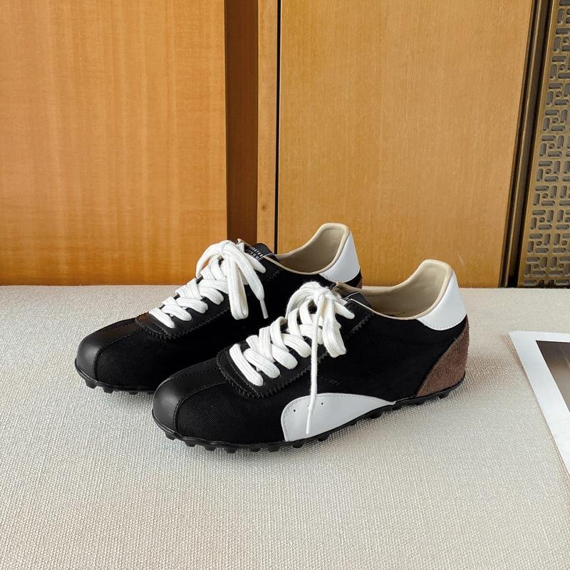 Cowhide version retro color matching German training shoes women's 2025 new versatile and thin soft sole casual sports white shoes board shoes