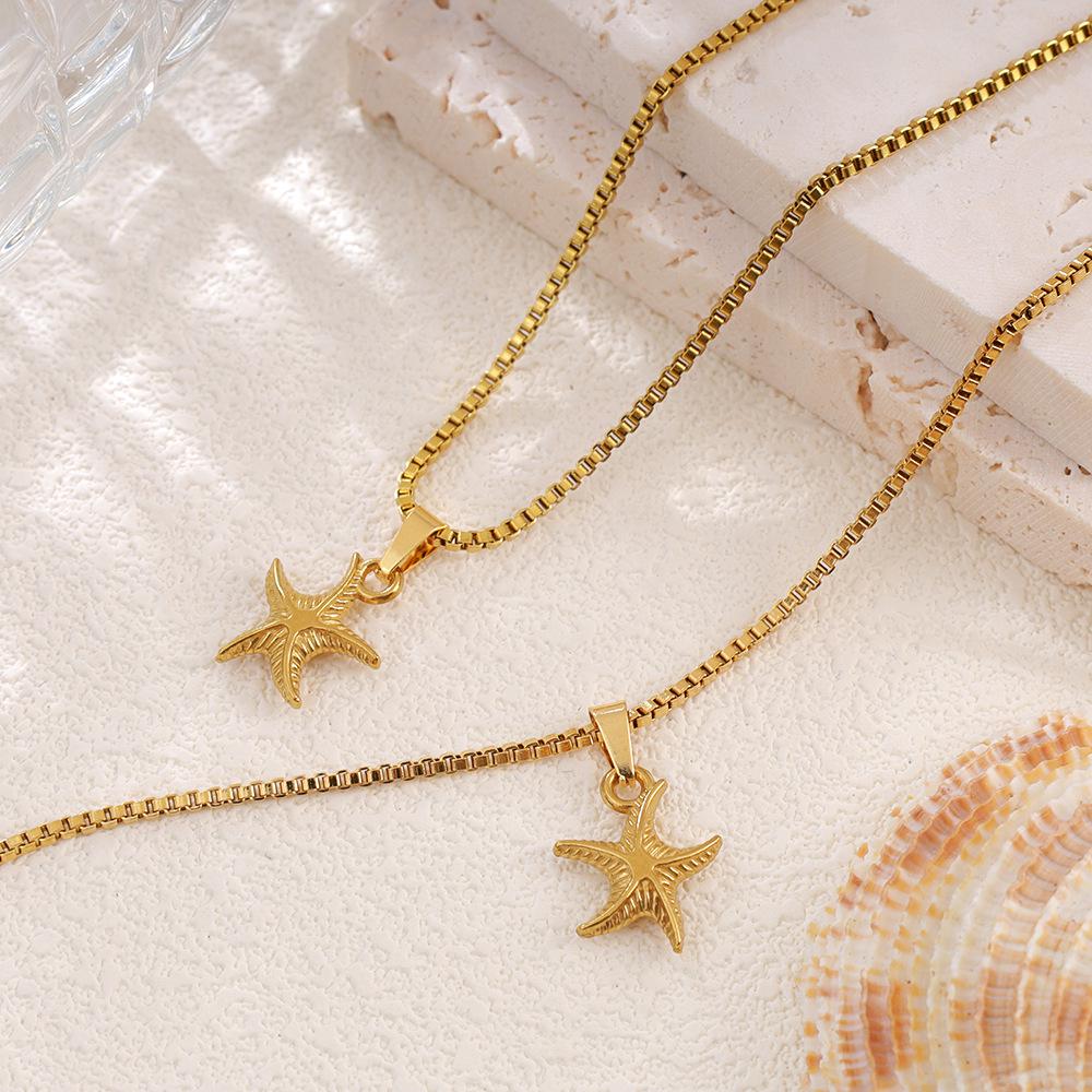 Vacation Style Ocean Starfish Necklace: Women's European & American Niche Design, Versatile Clavicle Chain, High-End Fashion Jewelry