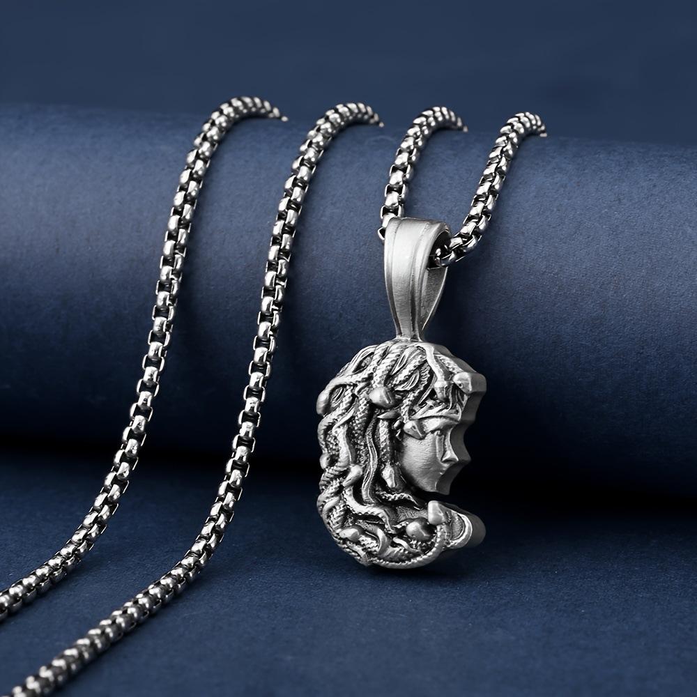 European and American Retro Men s Jewelry Medusa Fashion Retro Men s Necklace Pendant 60CM(Necklace Long)