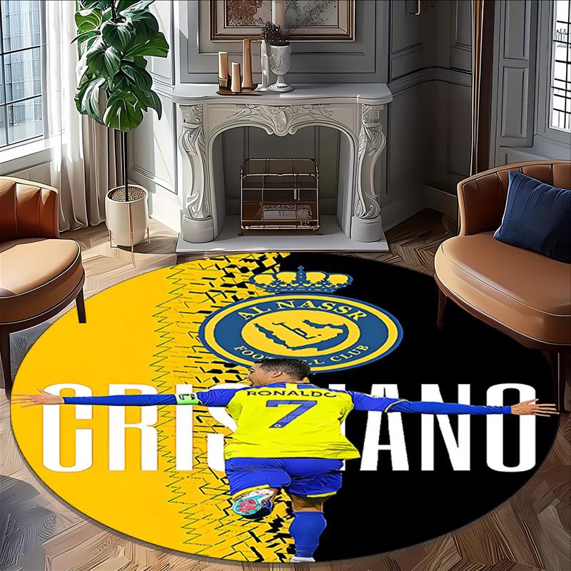 1pc Number 7 Soccer17 Carpet, Round Rug, Comfortable, Suitable for Entryways, Living Rooms, Office, And Bedrooms, Christmas Decoration