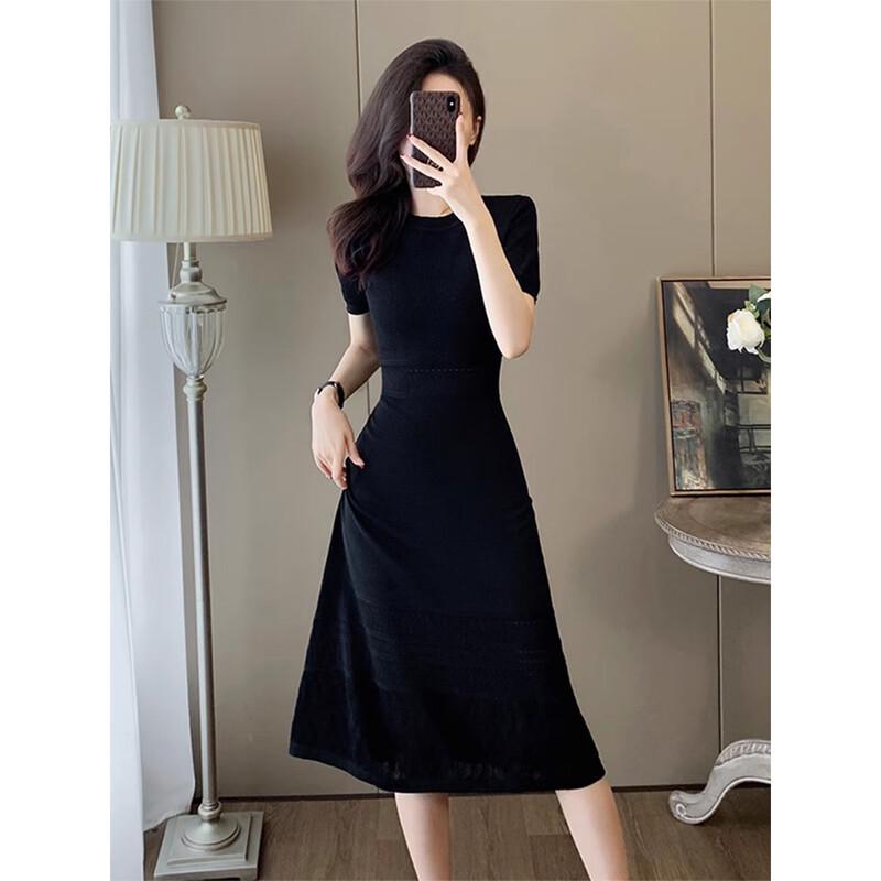 

JK&JS Women s Short Sleeve Knitted A-Line Dress L