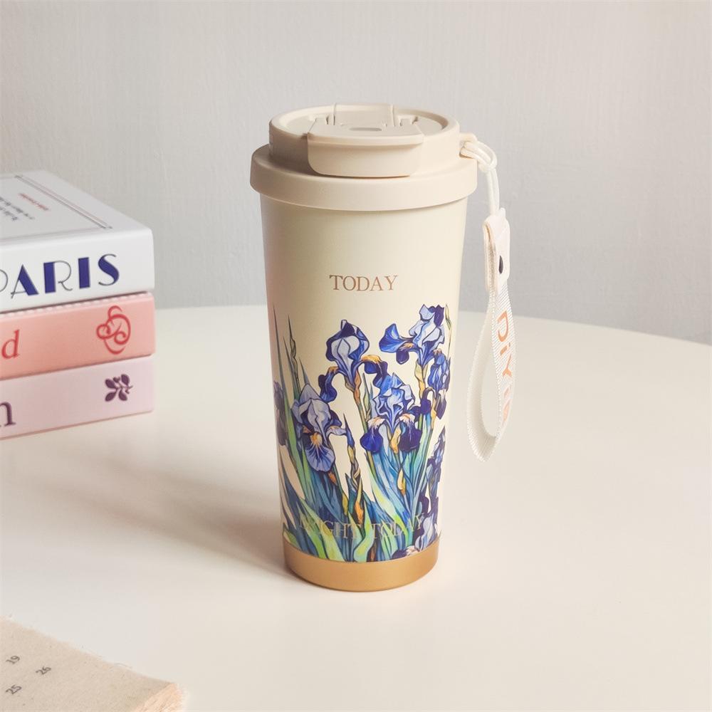 Thermosbecher für Frauen mit gutem Aussehen, tragbare Kaffeetasse aus Edelstahl, Doppelgetränk, Früchteteetasse