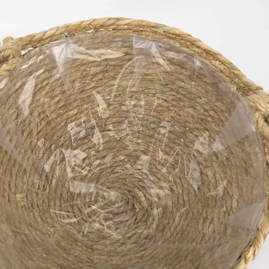 Straw Woven Basket Portable Suspended Wall Hanging Flower Plant Suspension Basket for Balcony