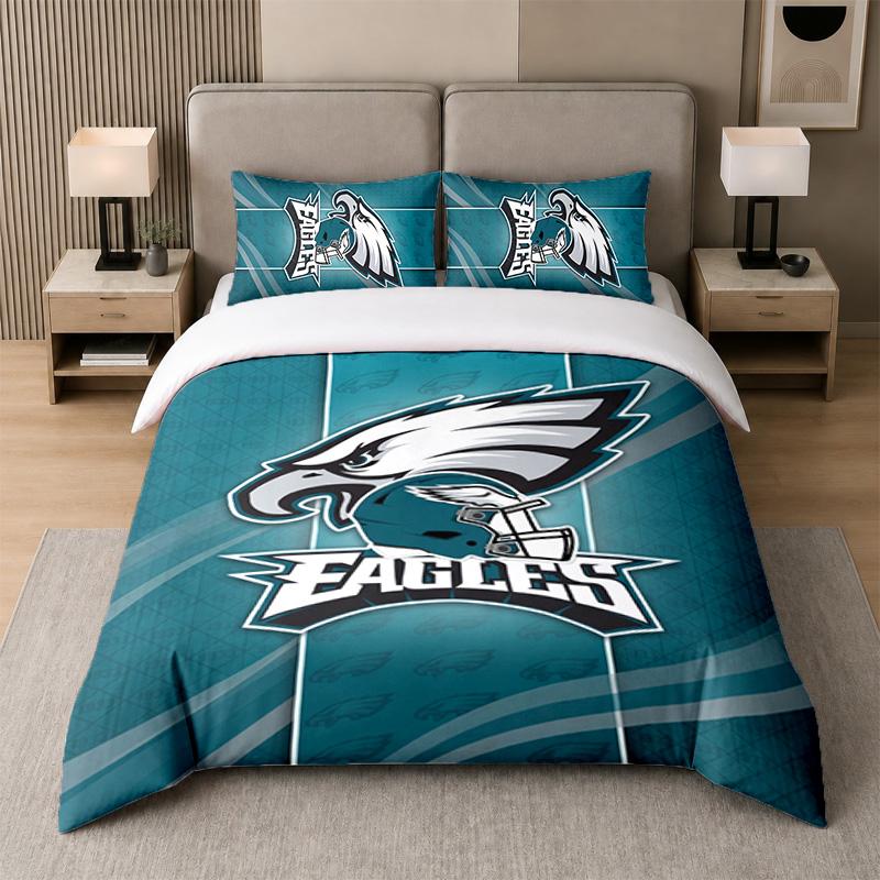 Σετ Κλινοσκεπασμάτων 3 Τεμαχίων Philadelphia Eagles Μαλακό Σεντόνι και Δύο Μαξιλαροθήκες Διακόσμηση Υπνοδωματίου Σπιτιού