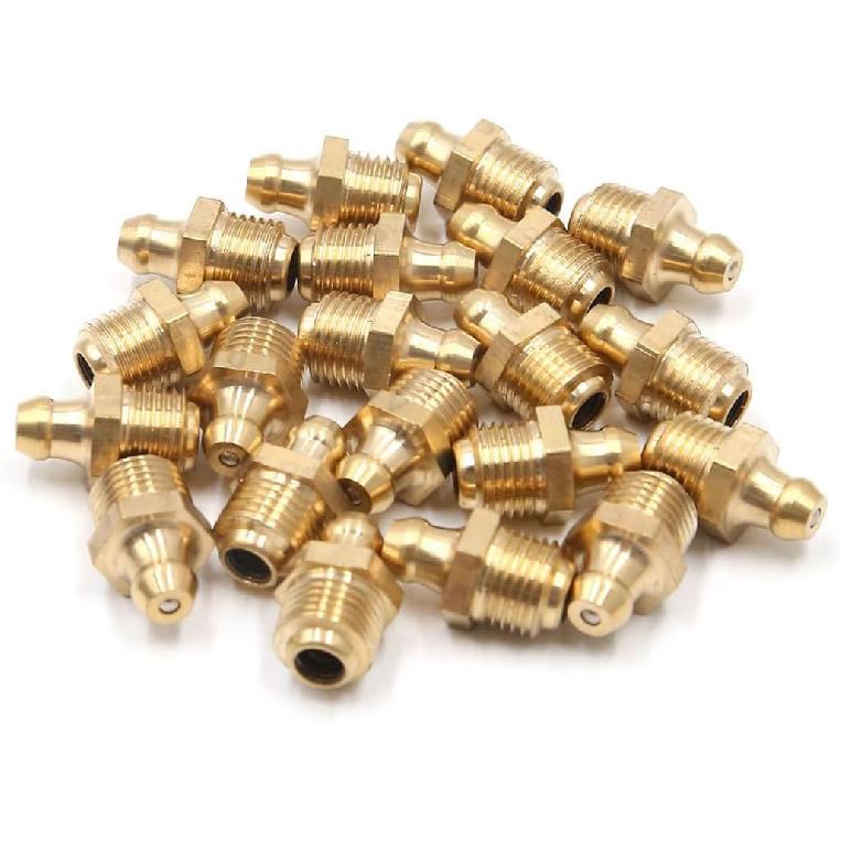 Unifizz 20Pcs Pack A17083100ux0253 20Pcs M10 X 1 Thread Brass Straight Grease Zerk Nipple Fitting for Auto Car