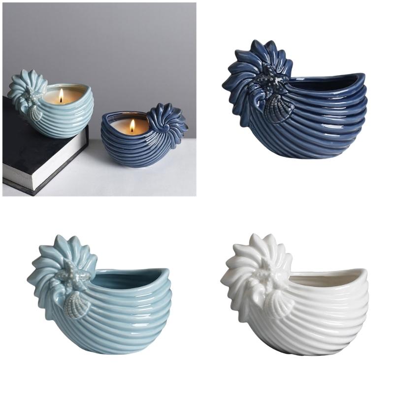 Ceramiczny Świecznik w Kształcie Muszli do Wystroju Domu Motyw Oceaniczny Doniczka na Sukulenty Miniaturowa Doniczka Dekoracyjny Pojemnik