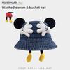 Mickey Mouse Denim Bucket Hat With Breathable Uv Protection For Summer Fashion Accessories