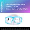 -1.5 To -8.5 Myopia Adults Silicone HD Clear Anti Fog Diving Eyewear Masks Custom For Left Right Eyes Different Degrees