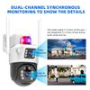IR Night Vision Surveillance Camera Wireless Dual Lens Security Camera 6MP  Human Tracking Solar Charging Bulit-in Battery Cam