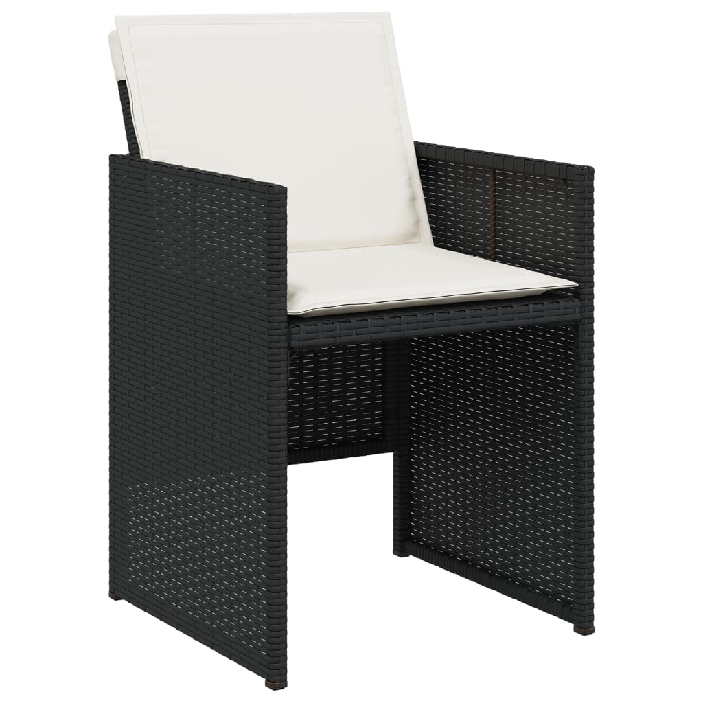 Vidaxl 15-Cz. Garden Furniture Set With Cushions, Black, PE Rattan