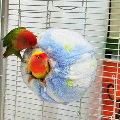 Versatile Fleece Imitation Woven Bird Nest Detachable Thickened Parrot Sleeping House with Mat Round Bird Cage Nest Garden
