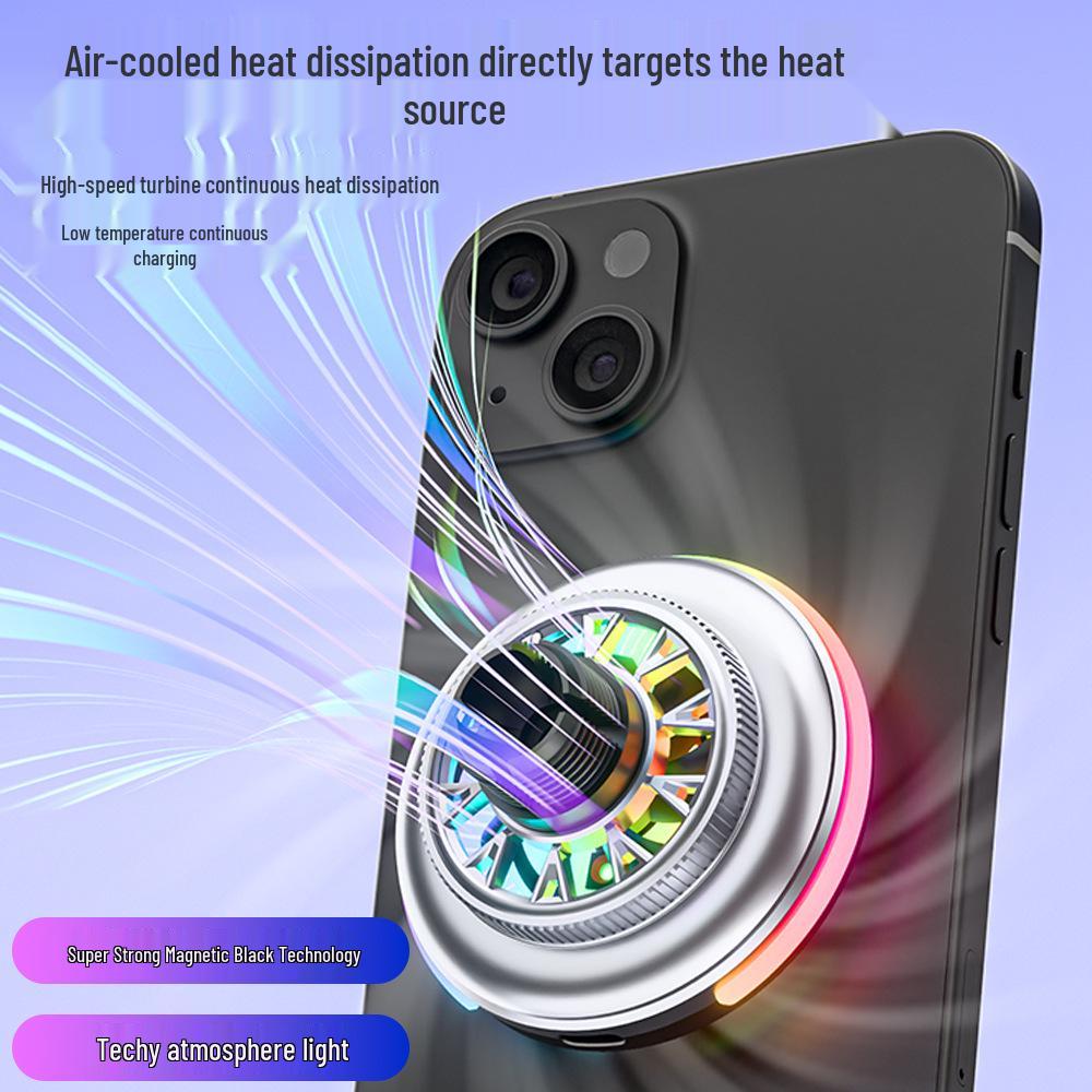 2026 Magnetic Smart Fan Car Phone Holder with Ambient Light & Wireless Fast Charging