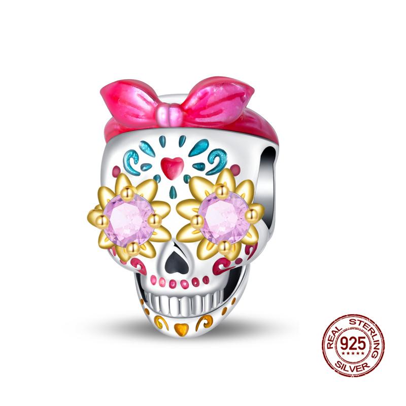 New In Fashion Copper Luminous Skull Charms Beads Fit Original 3Mm Charm Bracelet Bangle Diy Gift Jewelry