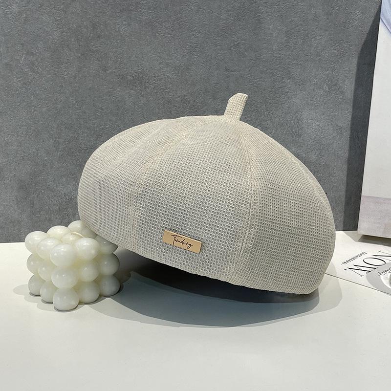 Gentle Beret for Women Fashionable Small Letter Mark Simple and Versatile Fashionable and Stylish Solid Color Pumpkin Hat