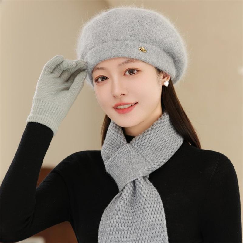 

Осенне-зимний берет для мамы, новый стиль, стиль пожилой дамы, утолщенная теплая вязаная шапка One size