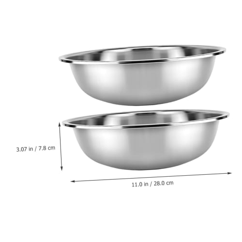 SEWOART 2-Piece Stainless Steel Wash Basin, Large Capacity, Flat Bottom, Washing Bowl for Vegetables, Rice, Fruits, Home Kitchen Accessories, Stackabl