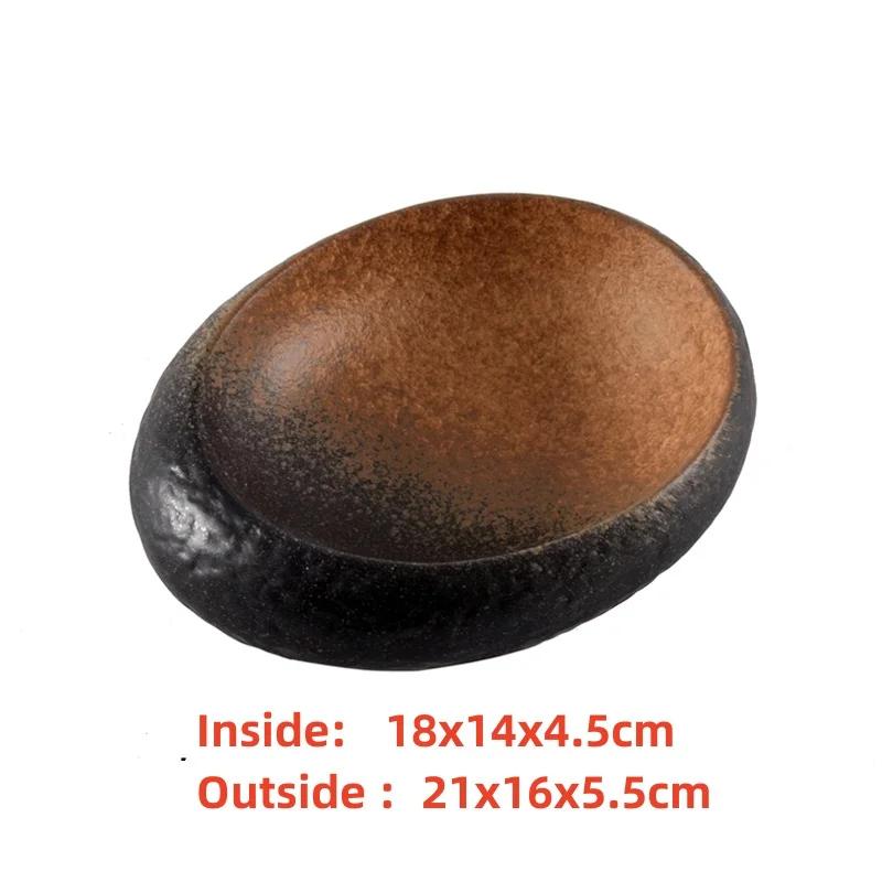 seafood Creative Stone Pattern Ceramic Bowl Thick Edge Sushi Bowl Sashimi Dessert Bowls Soup Bowls Restaurant Special Tableware