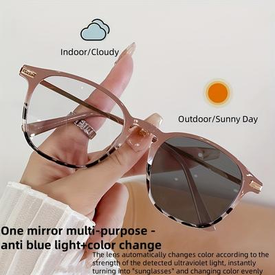 1pc Ultra Light Metal Glasses Day Night Dual Use Lenses Anti Blue Light UV Resistant Sunglasses for Women