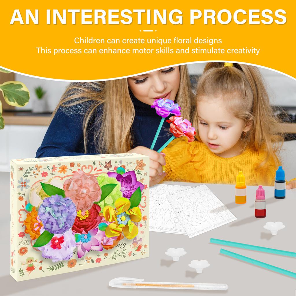 1 Set DIY Magic Petal Flower Kits Create 3D Blossoms with Various Flower Paper Model DIY Petal Floral Art Set for Friend Teacher