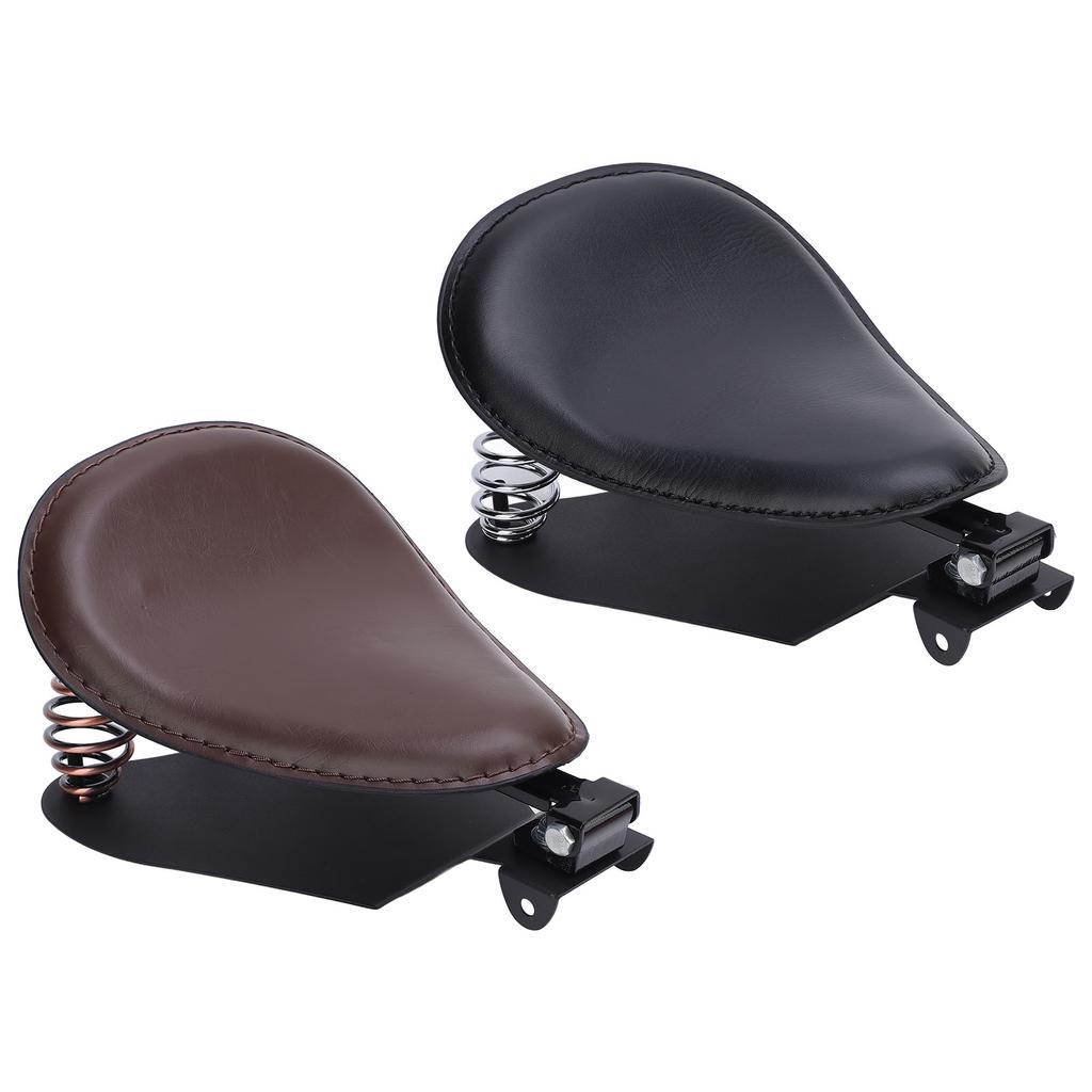 Motorcycle Solo Seat with Spring Bracket Kit Faux Leather Strong Support Universal Fit for Retro Mot