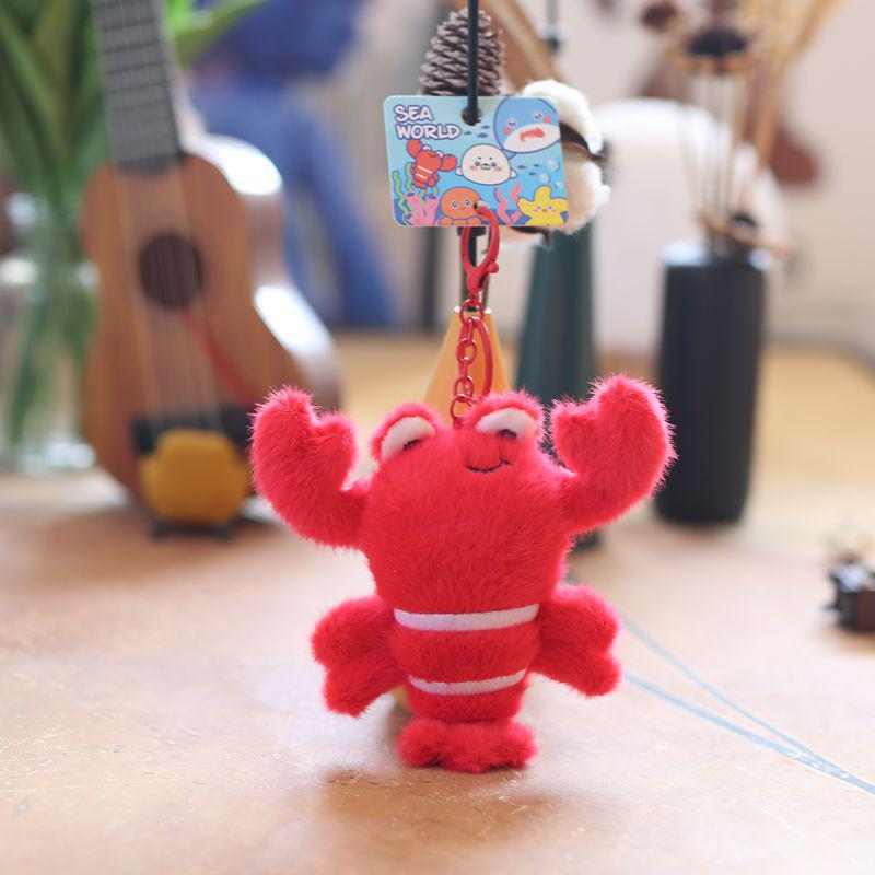 Adorable Marine Animal Plush Keychain: Crab, Lobster, Jellyfish, Shark Bag Charm Souvenir