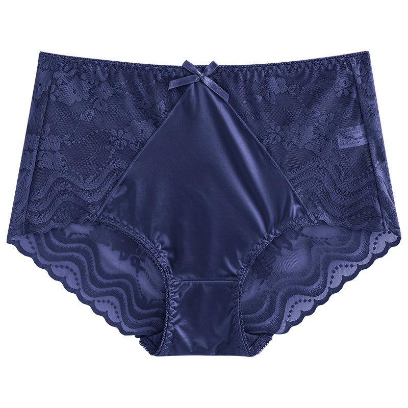 Big Size Lady Sexy Lace Hollow Bow Without Mark Pack Hip Lift Hip High Waist Triangle Briefs