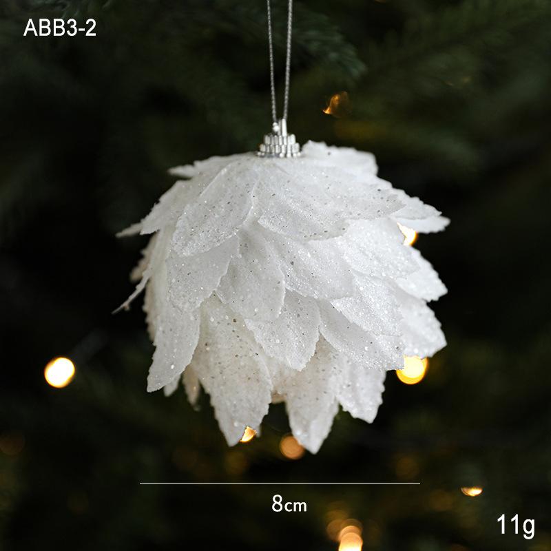 New Christmas Tree Decorative Pendant Christmas Ball Hanging White Petal Glitter Foam Ball Christmas Decorations 2025