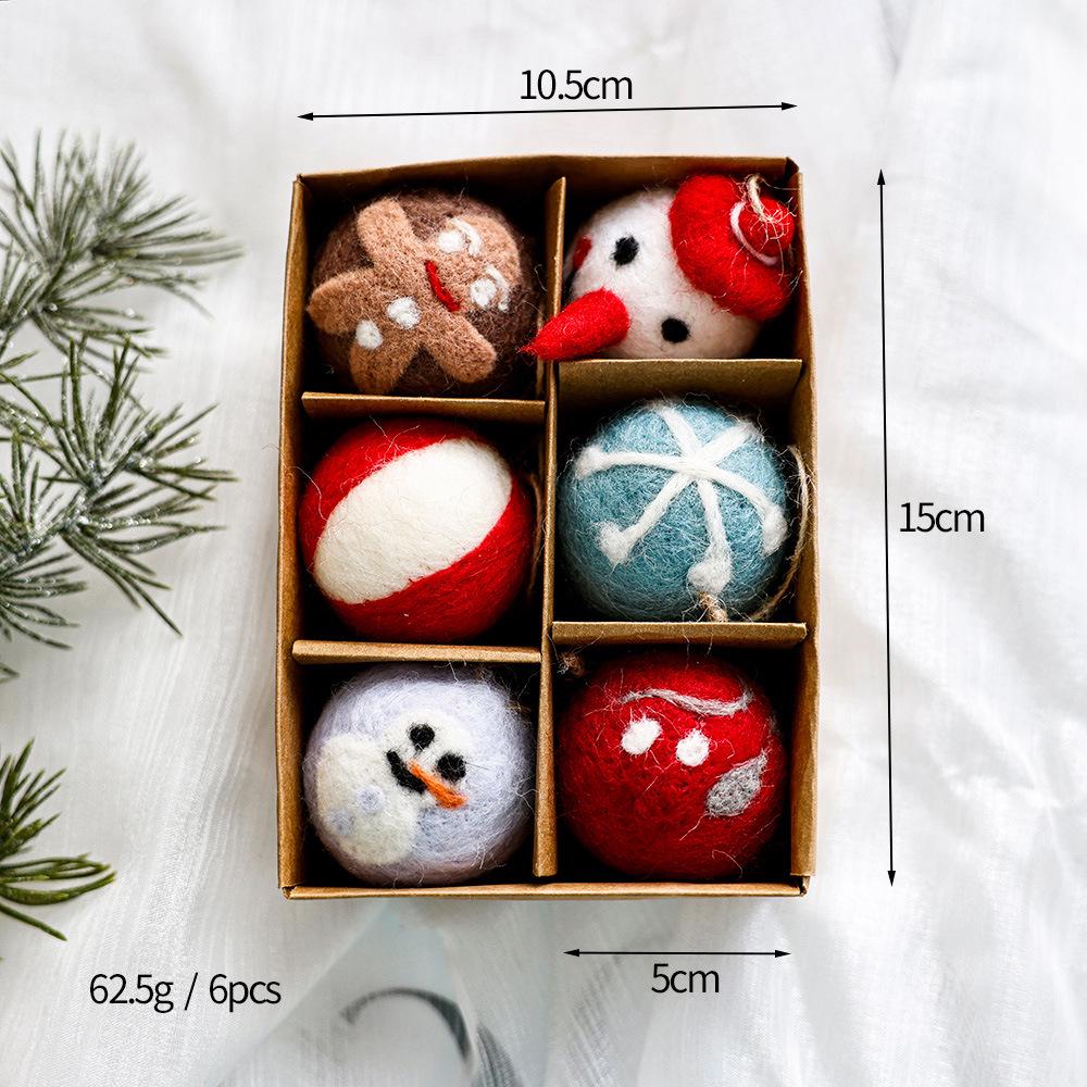 Christmas Ornament Set: Flocked & Painted Hanging Balls In Gift Box for Tree Decoration