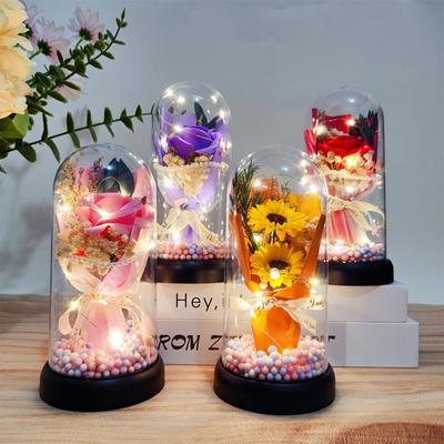 Mother's Day Valentines Gift Soap Flower Preserved Flower Eternal Rose Sunflower Bionic Flower String Light Lover Mother Gift