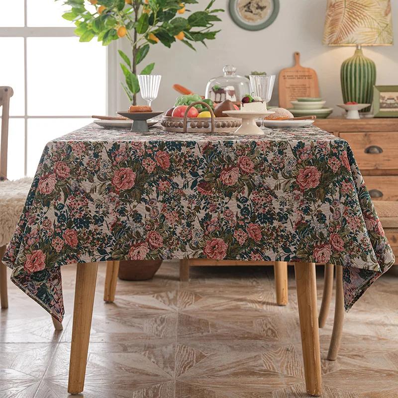 1PC Rural style Dinner Tablecloth Thickened jacquard home decor fabric Kitchen & Dining Room Wedding Table Cover Tea Decoration