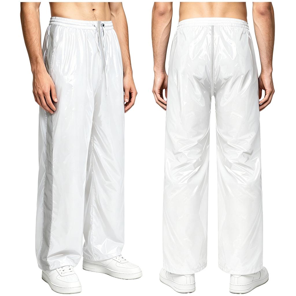 Men‘s Athletic Waterproof Pants S-3XL with Zipper Fly and Reflective Stripes Elastic Waist Straight Leg for Outdoor Sports