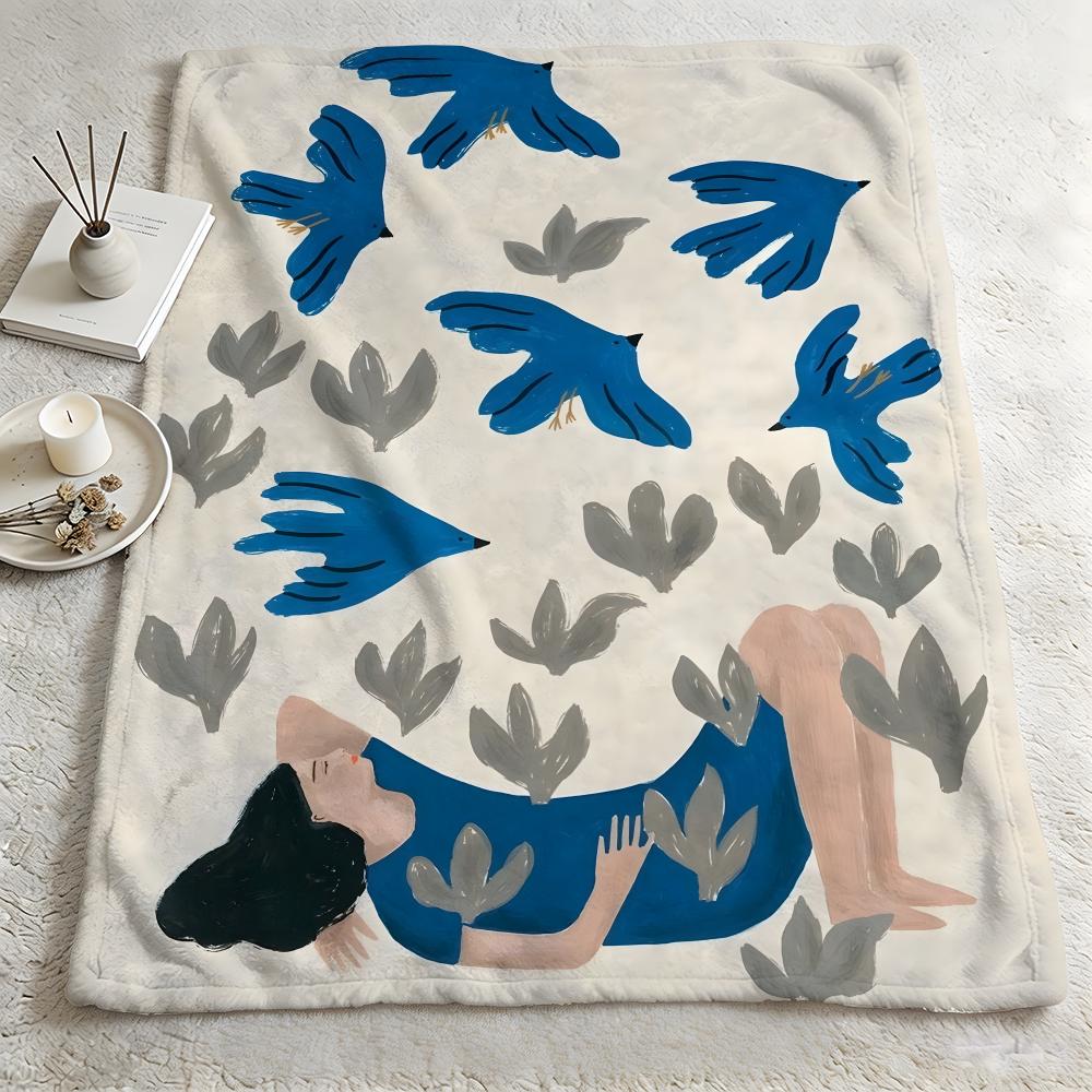 artist VVirginie CognetT Throw Warm Soft Flannel Blanket Multiuse for Sofa Bed Camping Travel Nap