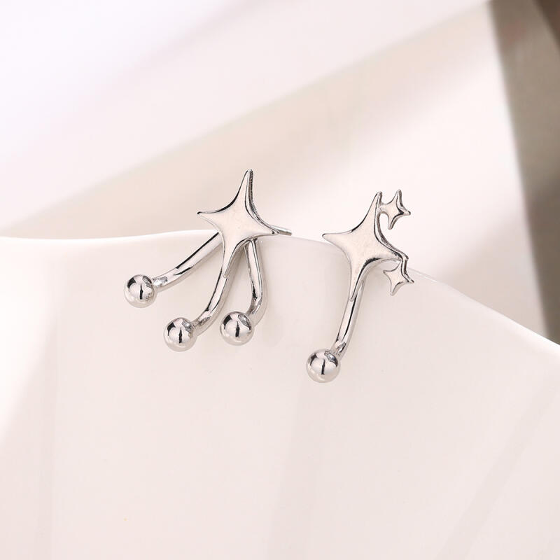 Cool Asymmetric Exquisite Stars Stud Earrings for Women Men Fashion Mini Dual Wearing Drop Earrings Party Jewelry Accessories
