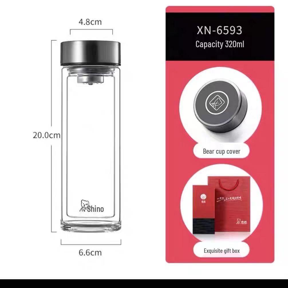 Sinoglass Double-Walled Large Capacity Glass Cup for Men and Women - Portable, Business, Office, Car, Gift, Household, Simple Tea Cup