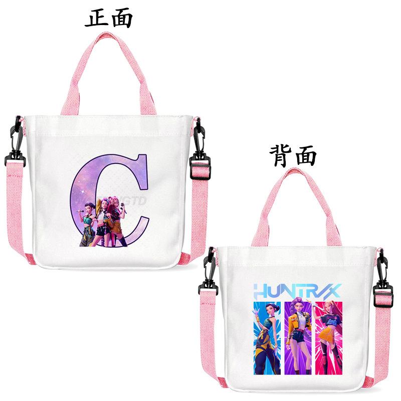 Anime Cartoon Letter Shoulder Bag Versatile Commuter Handbag Large Capacity Student Canvas Bag