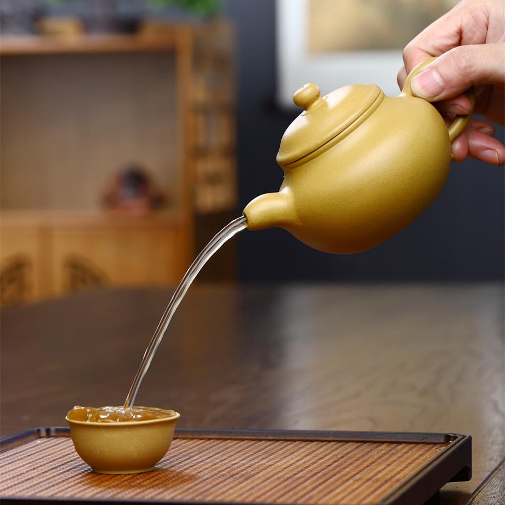 Yixing Handmade Golden Duan Ni Zisha Teapot - Antique Style Household Tea Brewing Set
