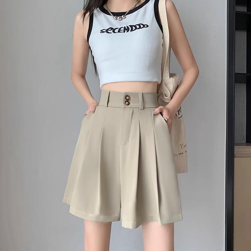 Women's High-Waisted Pleated Wide-Leg Shorts - 2024 Spring/Autumn Collection