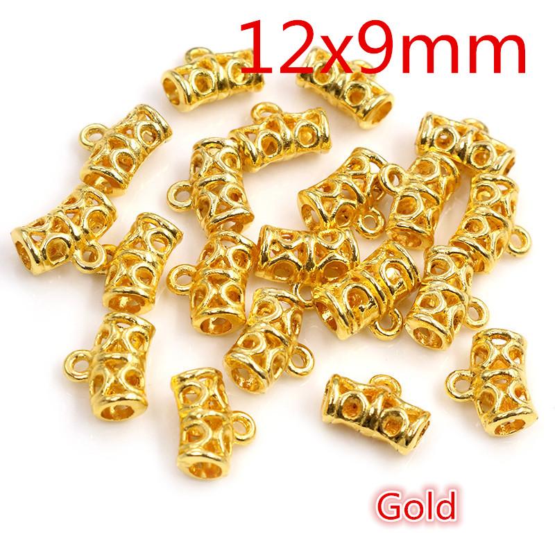 20pcs 3-Styles Beads Bails Pendants Jewelry Making DIY Necklace Silver Plated Gold Black Beads Bails Pendants Charm Beads Bails