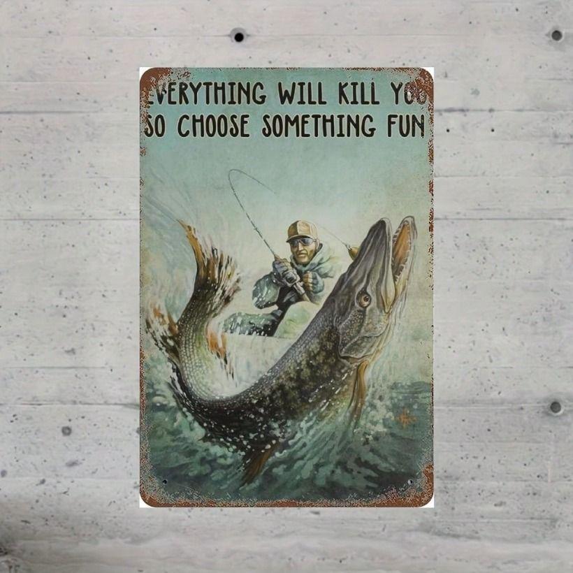 

Retro Metal Tin Sign Fishing 8x12 Inch Wall Decor for Bar Man Cave