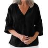 QICED Women's Fashion Casual Solid Color Print 3/4 Sleeves V Neck Blouses & Shirts