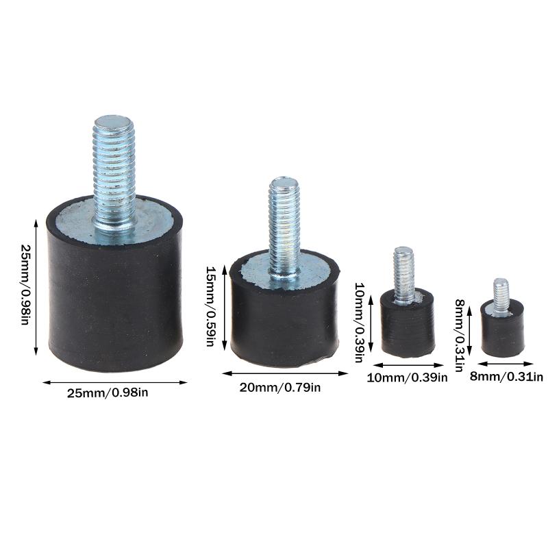 M3-M8 Rubber Shock Absorbers 4Pcs Dual Thread Anti Vibration Dampers for HVAC Compressor Machinery Applications