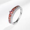 Gradient Inlaid Garnet Simple Versatile Ring For Men Women Cross-border Trendy Daily Wear Midi Finger Fashion Jewelry