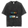 Vintage gewaschenes Lehrer-Akku-Laufzeit Grafikdruck Oversize-T-Shirt Lässig Locker Kurzarm Rundhals