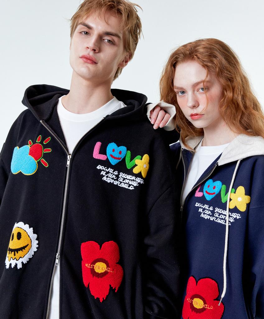 Mister Child Multi-Logo Zip-Up Hoodie Black