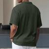 Men's Summer Solid Color Knitted Textured Button Collar Loose Short Sleeve Top
