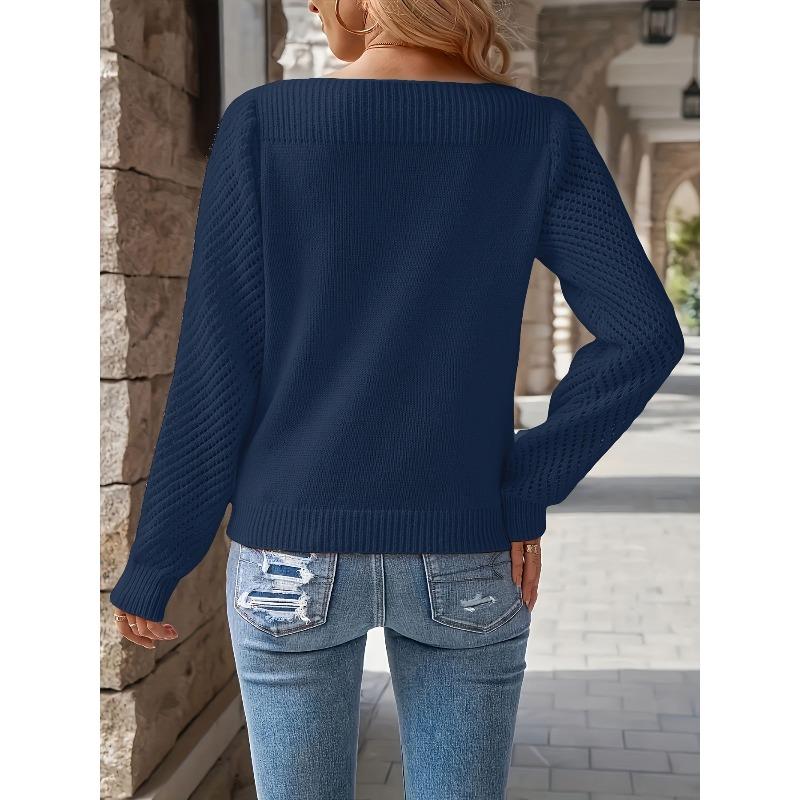 YYFS Women's Fashion Casual Spring Fall Solid Color Print Long Sleeve One Shoulder Sweaters
