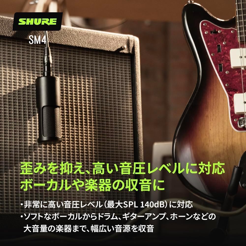 Shure SM4 Home Recording Microphone with XLR Unidirectional Condenser Professional for Recording Home Live and Content Includes Interference