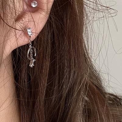 Simple Tassel Zircon Earrings Women'S Cold Wind Niche Design Personalized Geometric Delivery Live Broadcast Circle Earrings